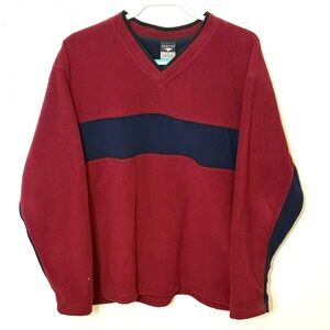 Cheetah Men’s V-Neck Fleece Jersey in Burgundy and Navy. Size L. EUC.